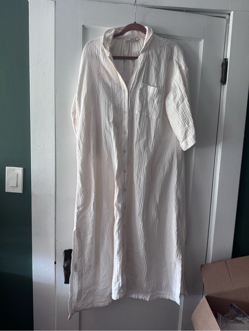 Madewell Cream Button-Front Maxi Shirt Dress